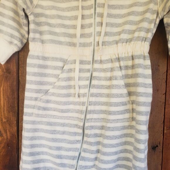 Intimately Free People Hoodie Full Zip Sweater Grey White Striped - Picture 7 of 12